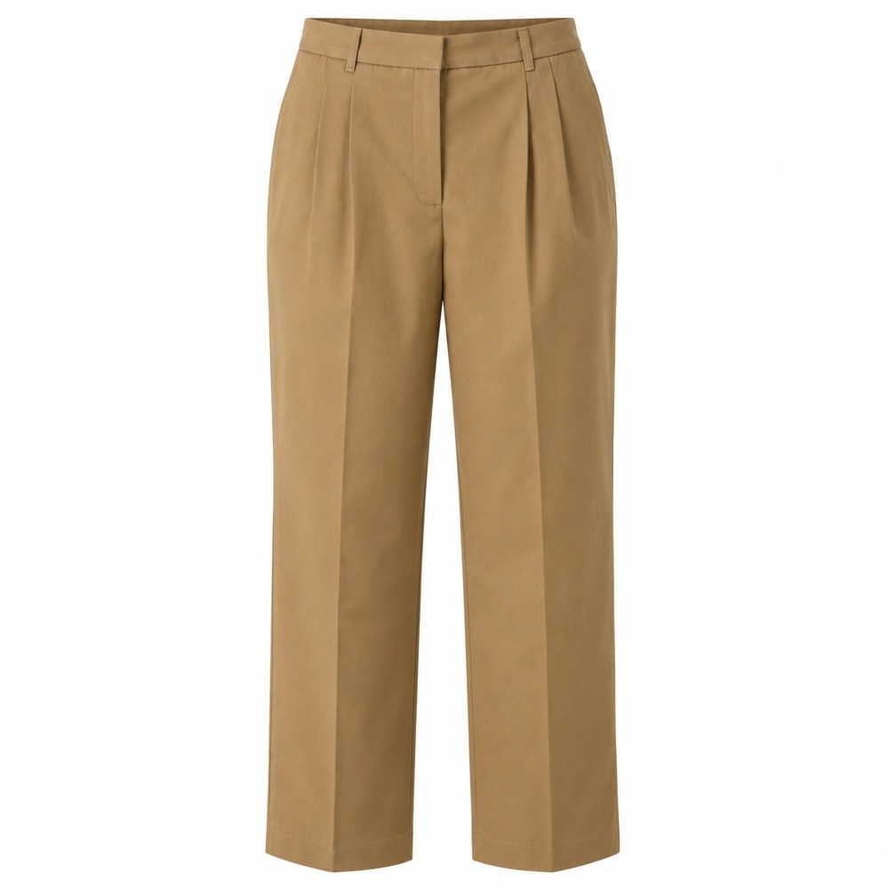 Lands End‎ Womens Khaki Pleated Straight Leg Pants Size 6T Office Casual New